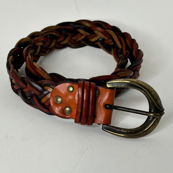 Unbranded Accessories - Vintage Braided Multicolor Women's Leather Belt Size S Made in Italy Hippie Boho